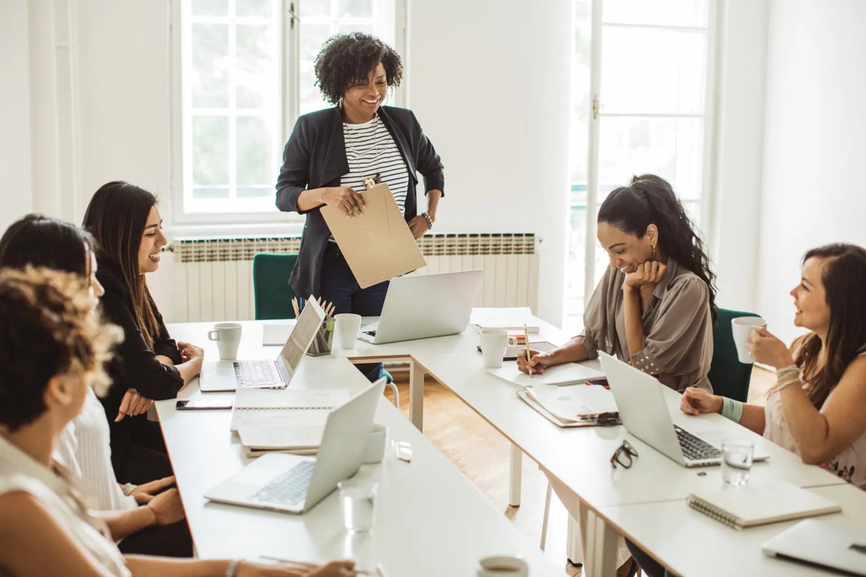 a working office with employees